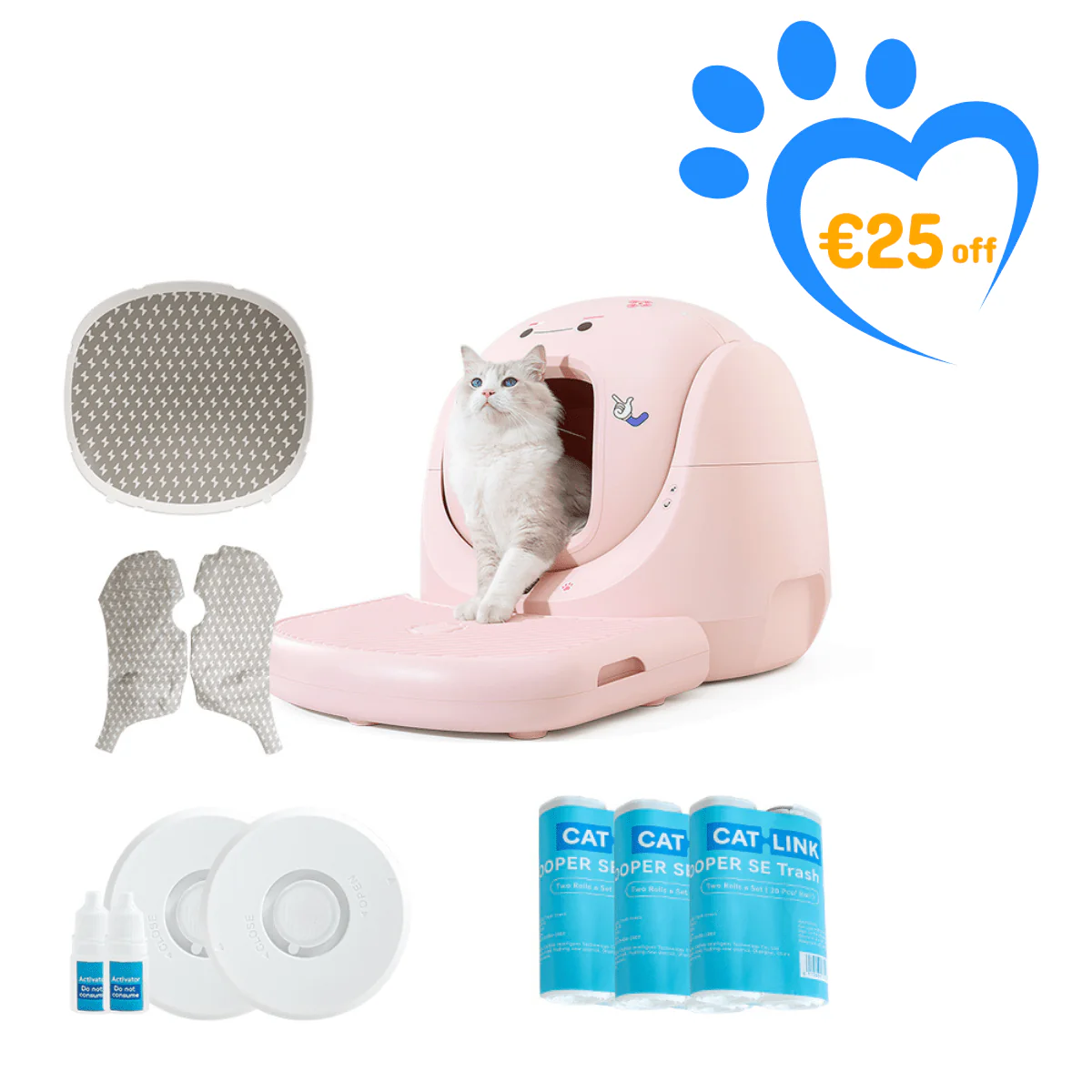 Catlink Baymax (White/ Pink) Self-Cleaning Litter Box - Image 44