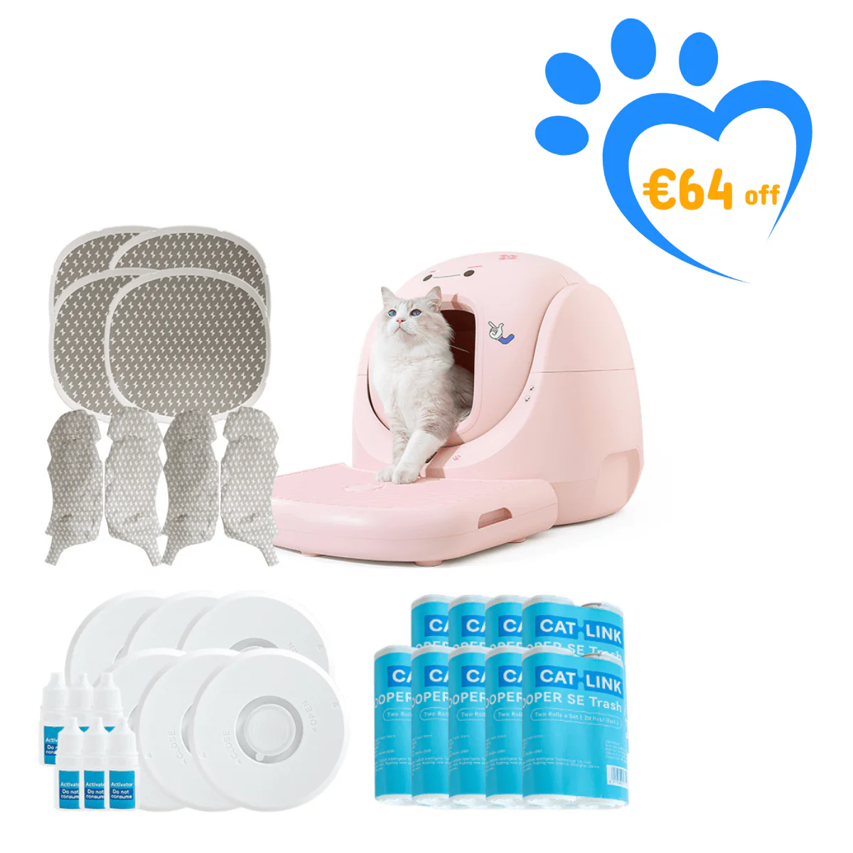 Catlink Baymax (White/ Pink) Self-Cleaning Litter Box - Image 46