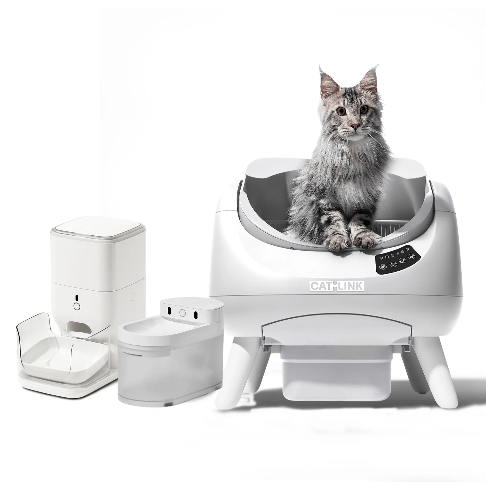 CATLINK Open-X – Self-Cleaning Litter Box + Automatic Feeder / Water Fountain (Bundle)
